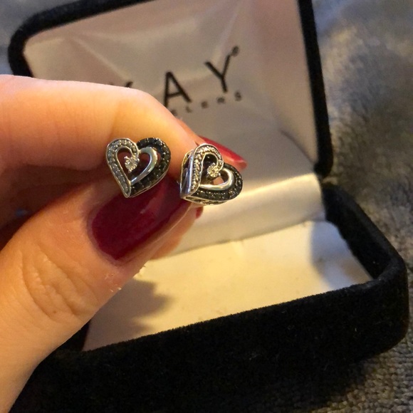 Kay Jewelers Accessories - A set of heart earrings with diamonds